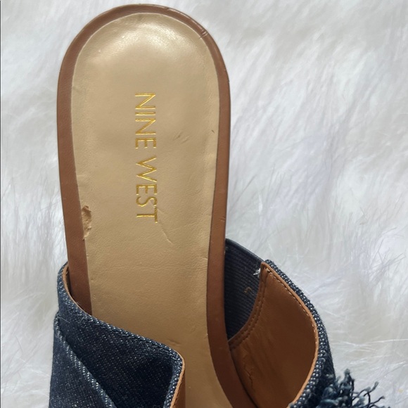 Nine West Blue Frayed Denim Mules 8 - Picture 7 of 8